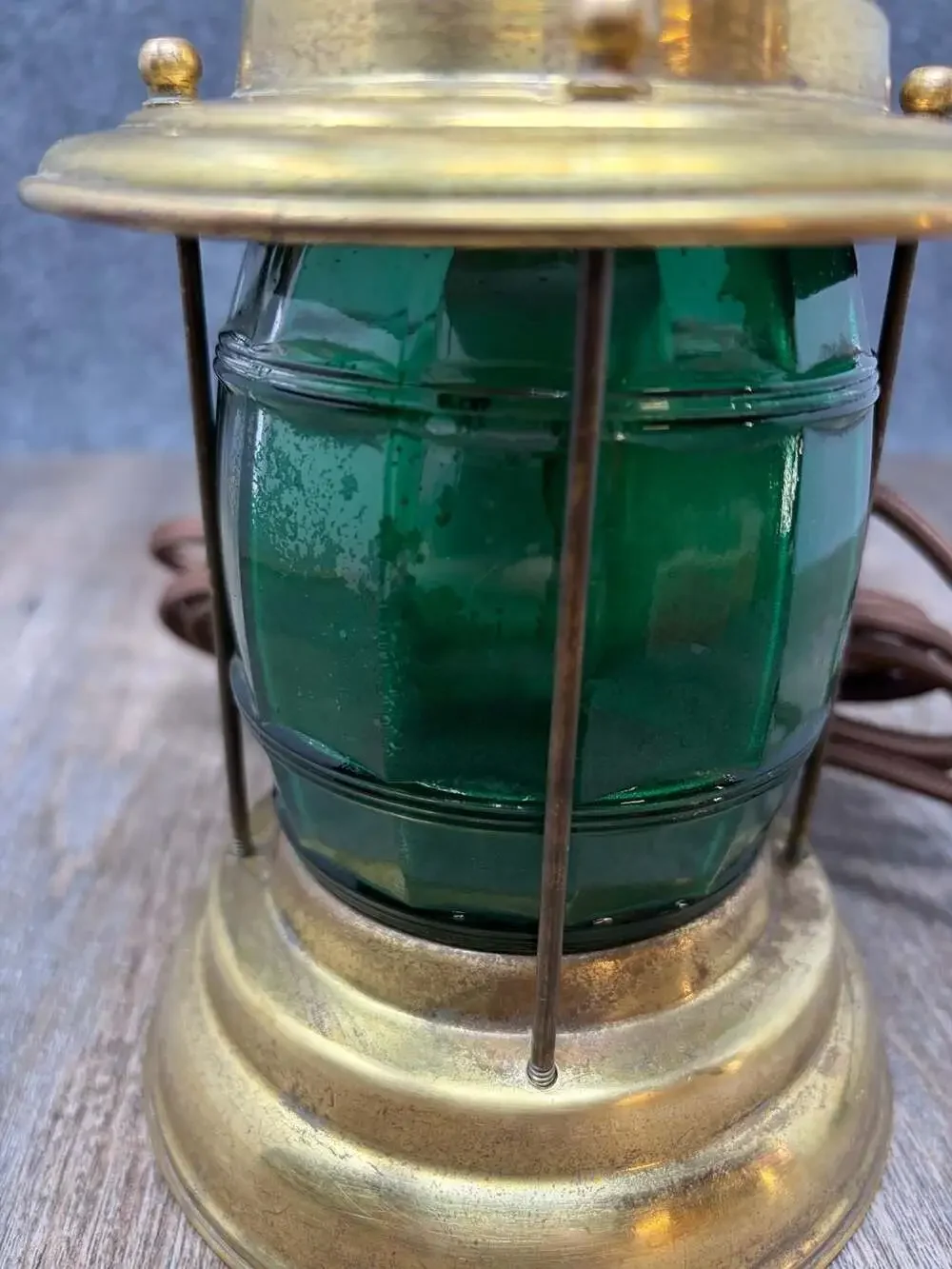 Vintage Brass Nautical Maritime green Lantern Ship Electric Lamp Works Tested